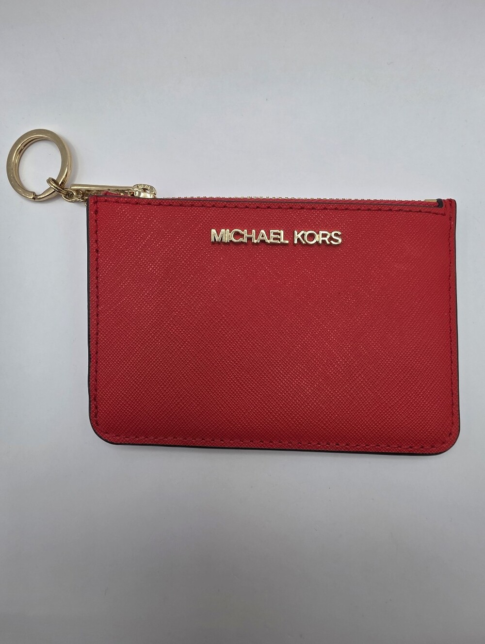 Michael Kors Jet Set Coin Purse Bright Red Card Carrier With Key Chain
